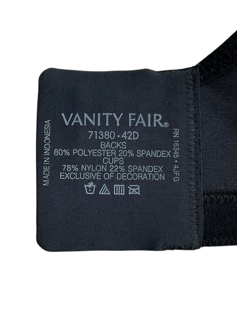 Vanity Fair Beauty Back Full Figure Wireless Bra 42D Black Smooth Back NWT - Picture 6 of 10